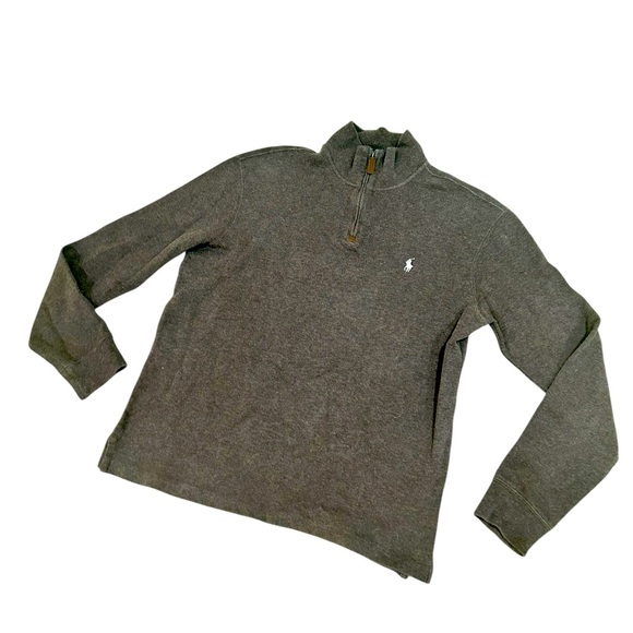 Polo by Ralph Lauren light brown 1/4 zip 100% cotton collared sweater sz medium - Picture 1 of 6